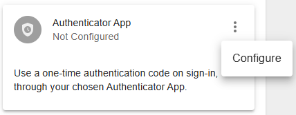 Authenticator Configure